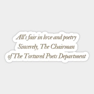 the tortured poets department Sticker